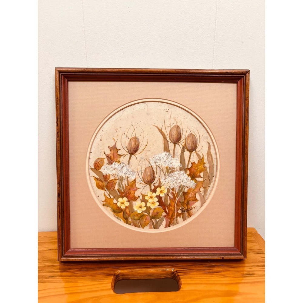 VTG Peggy Isaacson Nature Art Framed Floral Painting Signed Wall MCM‎ Decor